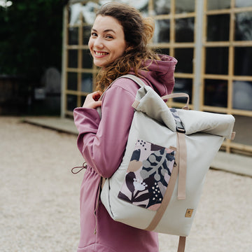  Flowers with pastel spots Rolltop backpack